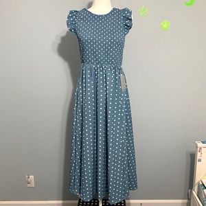 MELLODAY Smocked Cap Sleeve Maxi Dress